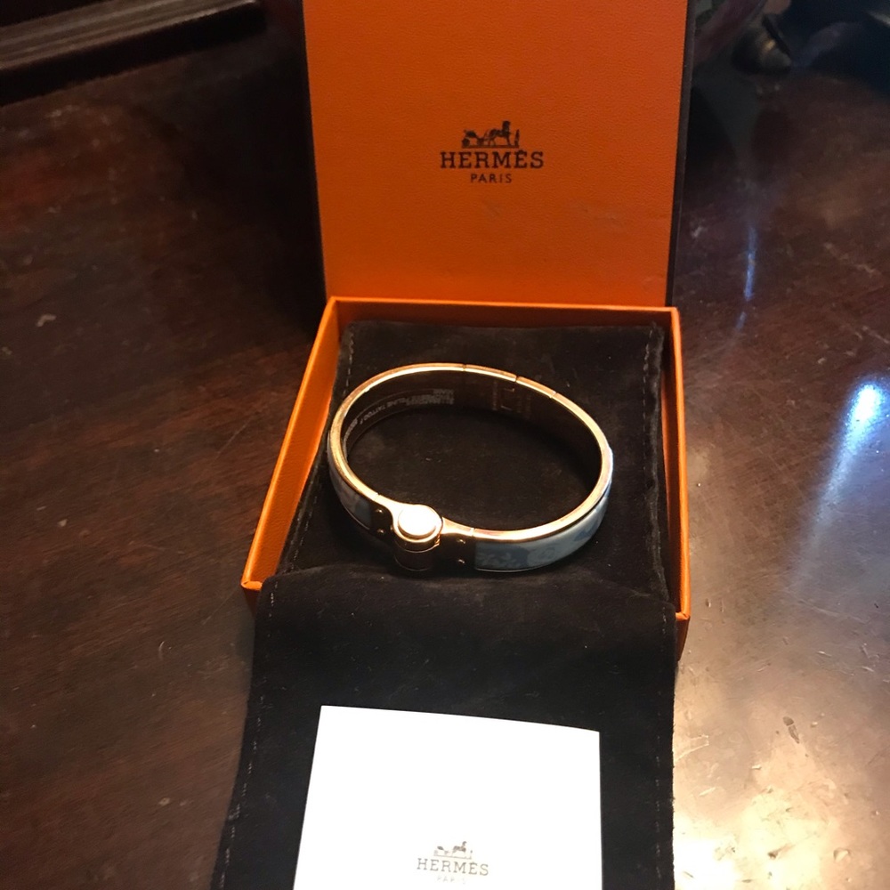 Hermès blue rose gold Tendresse Feline bracelet